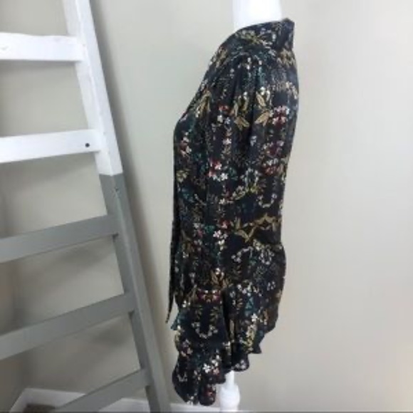 GRACIA Blouse Tie Neck Button Up Ruffle Sleeve Size M - Picture 11 of 11